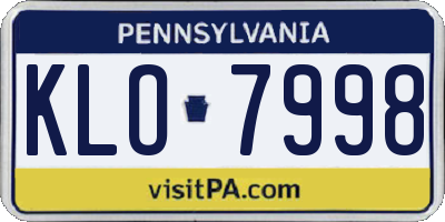 PA license plate KLO7998