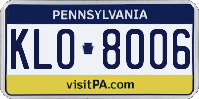 PA license plate KLO8006