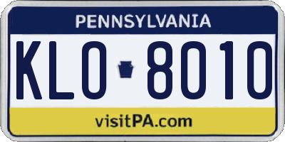 PA license plate KLO8010