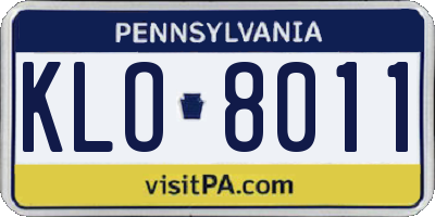 PA license plate KLO8011