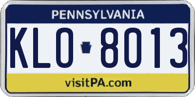 PA license plate KLO8013