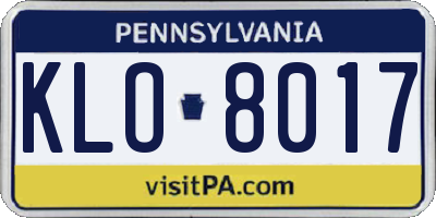 PA license plate KLO8017