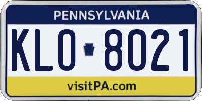 PA license plate KLO8021