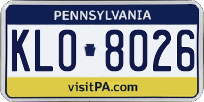 PA license plate KLO8026