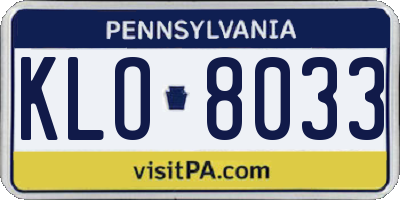 PA license plate KLO8033