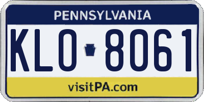 PA license plate KLO8061