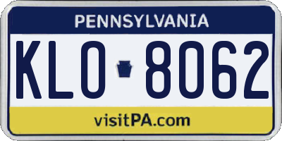 PA license plate KLO8062