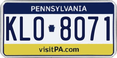 PA license plate KLO8071