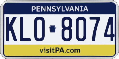 PA license plate KLO8074