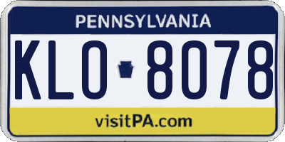 PA license plate KLO8078