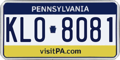 PA license plate KLO8081