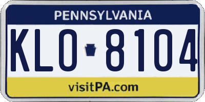 PA license plate KLO8104