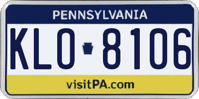 PA license plate KLO8106