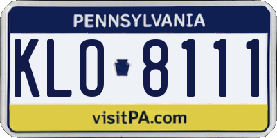 PA license plate KLO8111