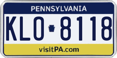 PA license plate KLO8118
