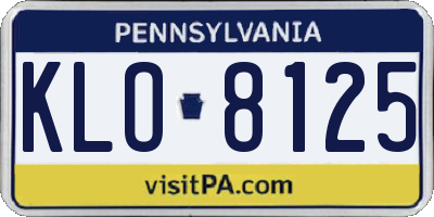 PA license plate KLO8125