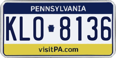 PA license plate KLO8136