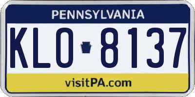 PA license plate KLO8137