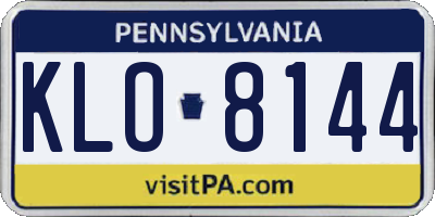 PA license plate KLO8144