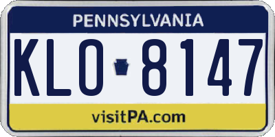 PA license plate KLO8147