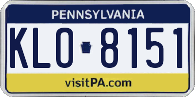 PA license plate KLO8151