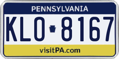 PA license plate KLO8167