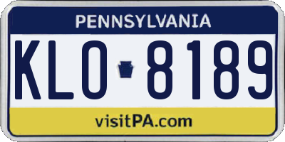 PA license plate KLO8189