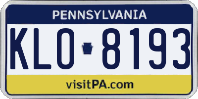 PA license plate KLO8193