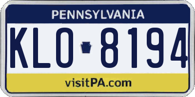 PA license plate KLO8194