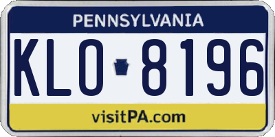 PA license plate KLO8196