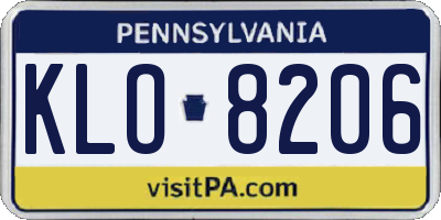 PA license plate KLO8206