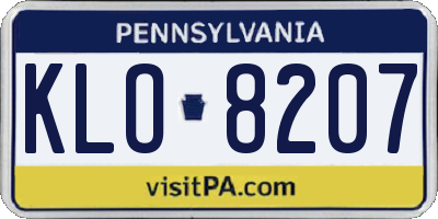 PA license plate KLO8207