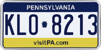 PA license plate KLO8213