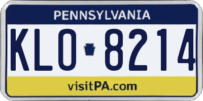 PA license plate KLO8214