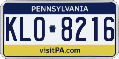 PA license plate KLO8216