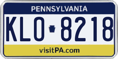 PA license plate KLO8218