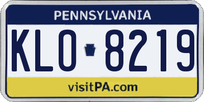 PA license plate KLO8219