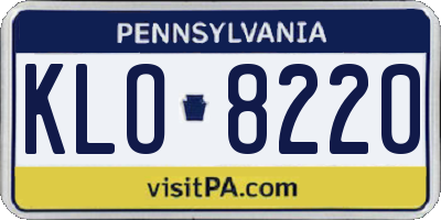 PA license plate KLO8220