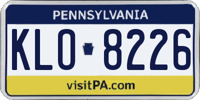 PA license plate KLO8226