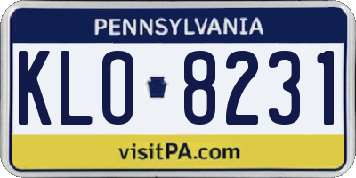 PA license plate KLO8231
