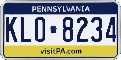 PA license plate KLO8234