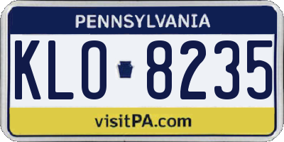 PA license plate KLO8235