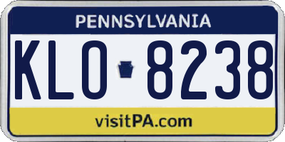 PA license plate KLO8238