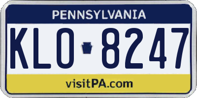 PA license plate KLO8247