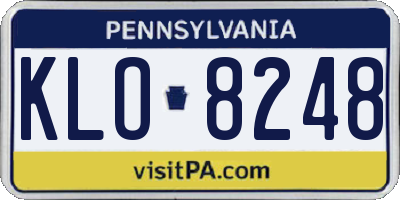 PA license plate KLO8248
