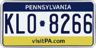 PA license plate KLO8266