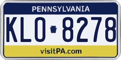PA license plate KLO8278