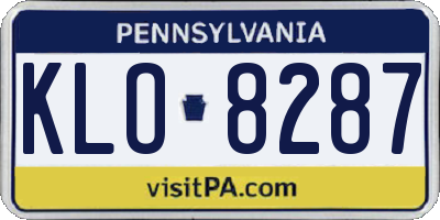 PA license plate KLO8287