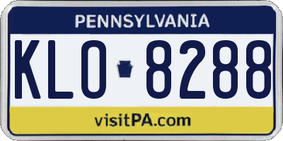 PA license plate KLO8288