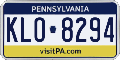 PA license plate KLO8294